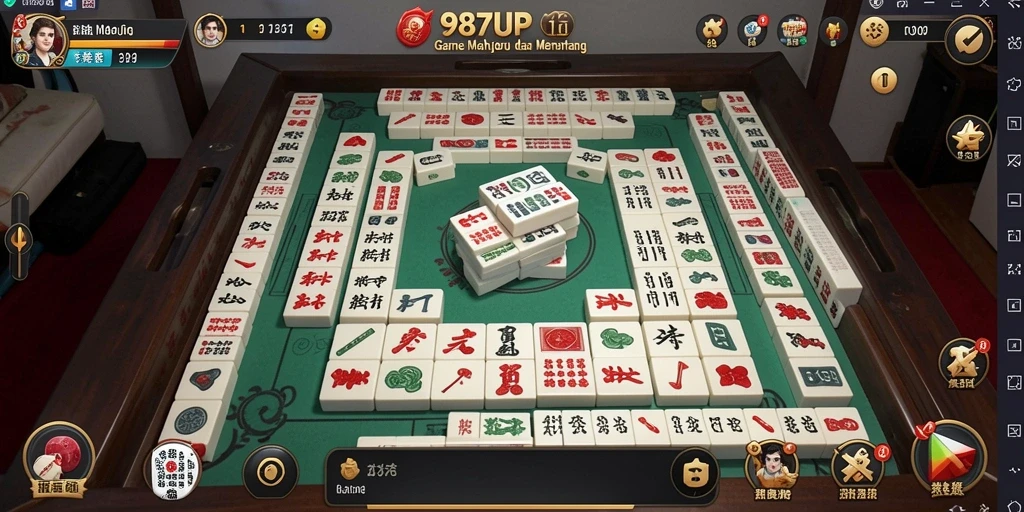 Screenshot utama 987UP menampilkan gameplay Mahjong yang seru.
