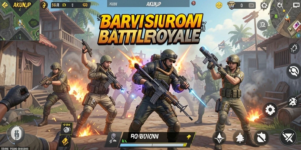 Screenshot gameplay AKUNJP menampilkan aksi epik Battle Royale.