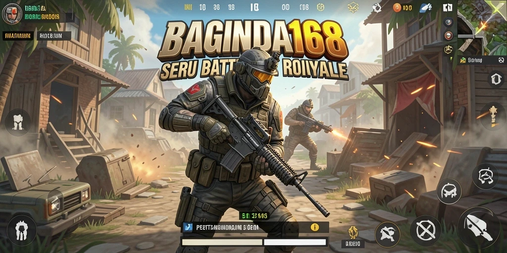 Screenshot utama BAGINDA168 menampilkan gameplay intens Battle Royale.