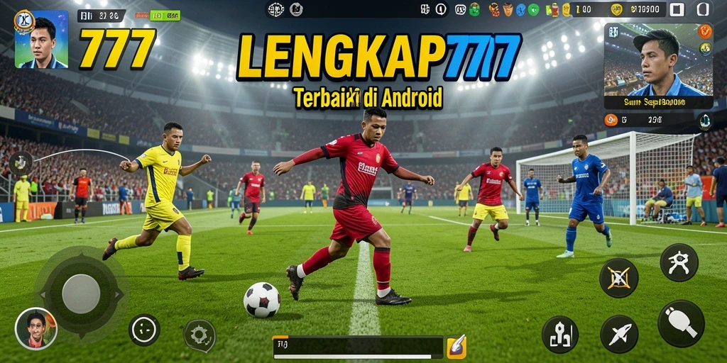 Screenshot gameplay LENGKAP777 menampilkan aksi sepak bola yang mendebarkan.