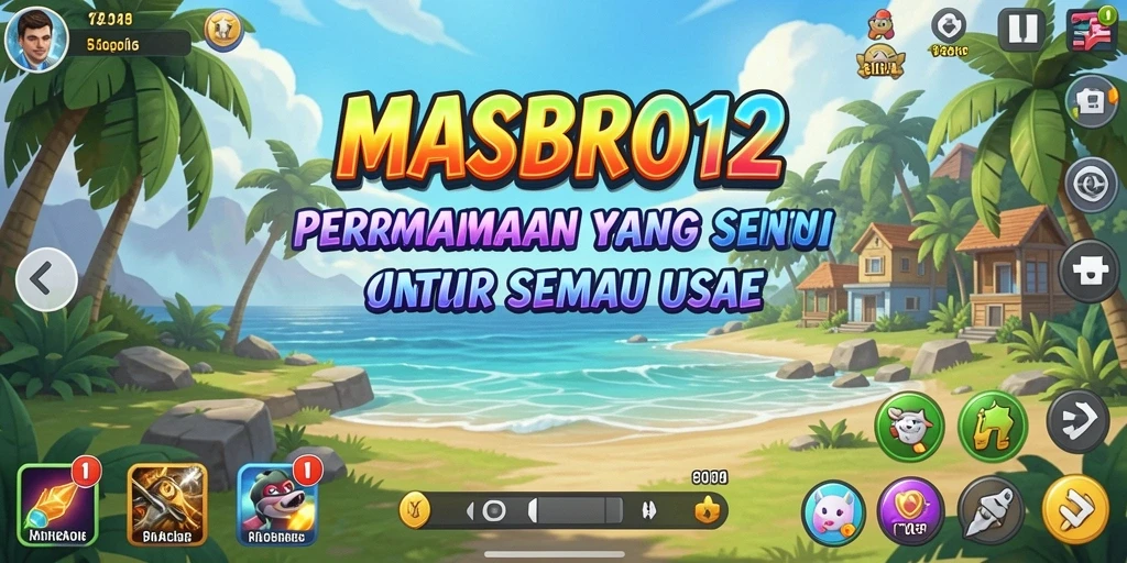 Tampilan gameplay menarik dari MASBRO12 yang penuh warna dan seru.