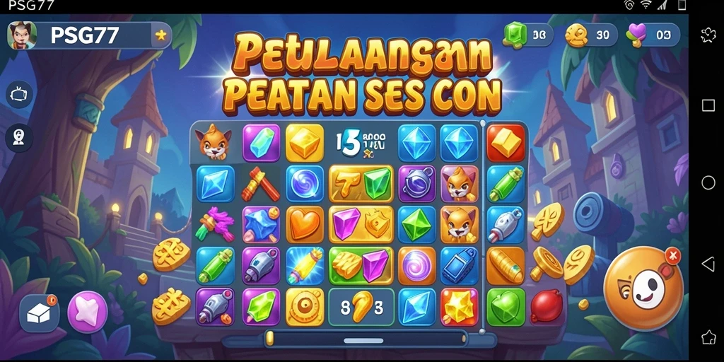 Tampilan gameplay seru dari PSG77 dengan kombinasi mencocokkan item.