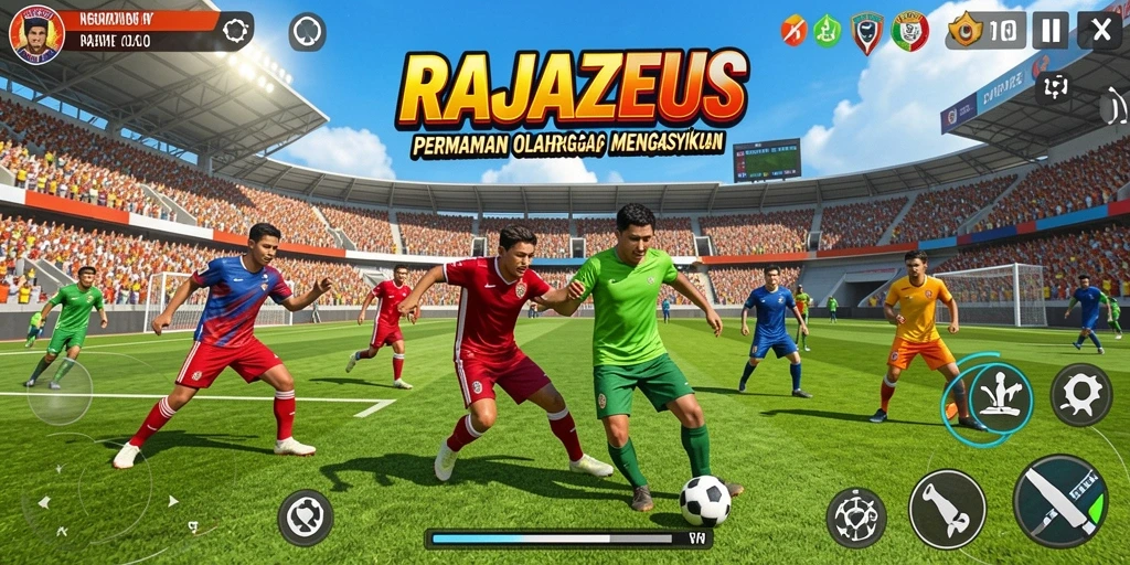 Tampilan menarik dari gameplay RAJAZEUS yang penuh aksi olahraga.