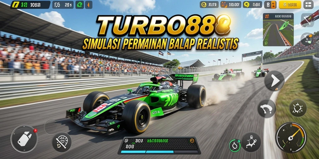 Tampilan gameplay TURBO88 dengan mobil balap yang memukau.