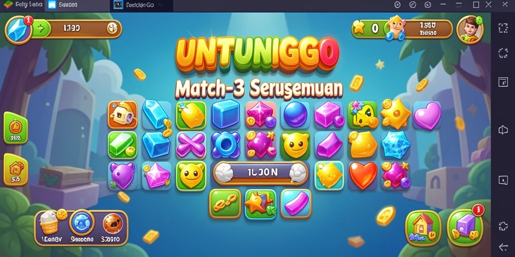 Tampilan gameplay match-3 seru dan penuh warna.