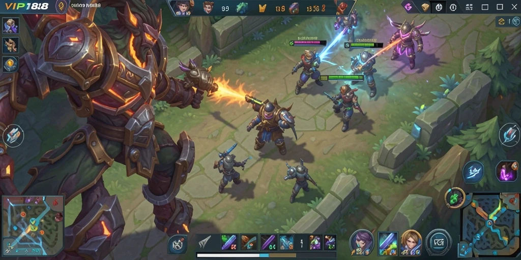 Gameplay seru MOBA dalam aksi pertarungan tim.